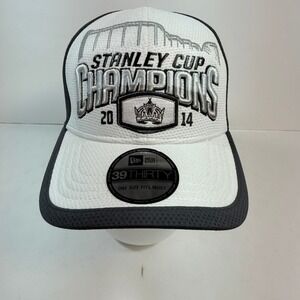 New Era Hat 2014 Stanley Cup Champions LA Kings Mens OSFM White Grey 39THIRTY